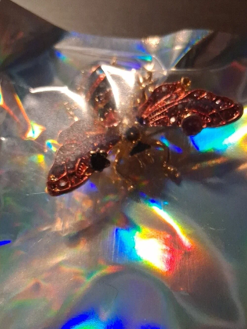 & Other Stories Gold Bee Brooch with Blue and Red Enamel